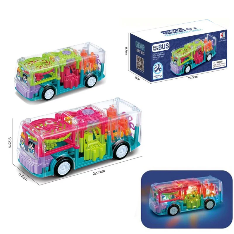 Other transparent gear car electric universal music light simulation model baby kids toy bus