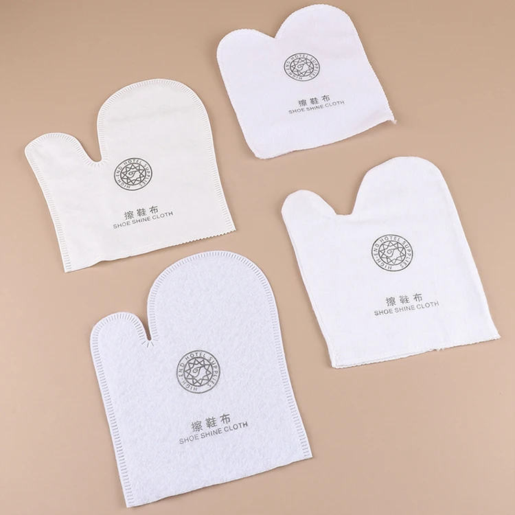 UG Disposable Wholesale Hotel Supplies Custom Shoe Shine Cloth White Hotel Shoe Mitt