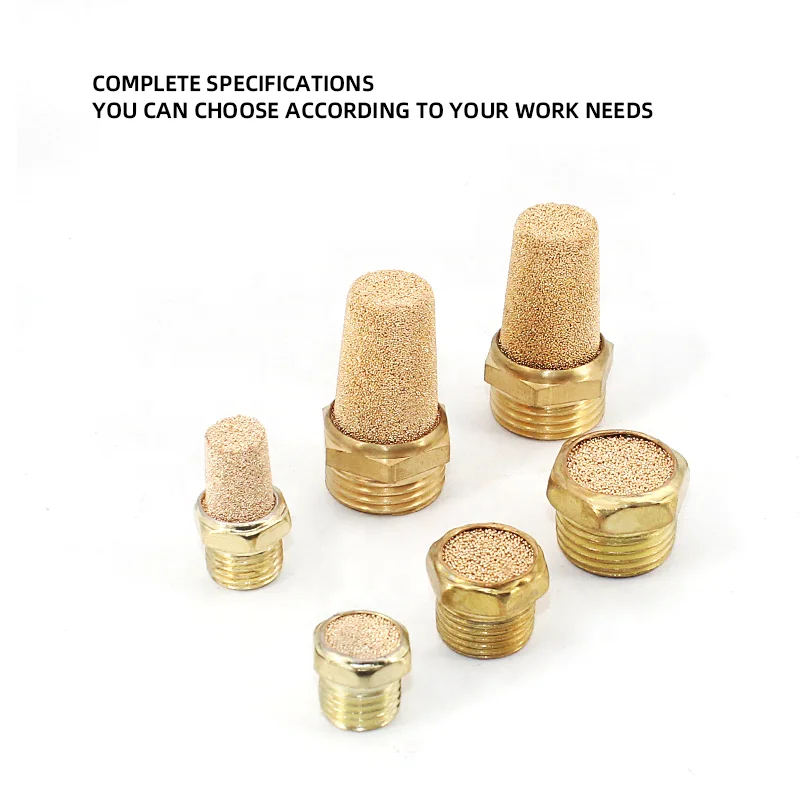 Pneumatic Silencer components BSL-02 flat head/adjustable/pagoda/throttling copper muffler sound filter brass thread connector