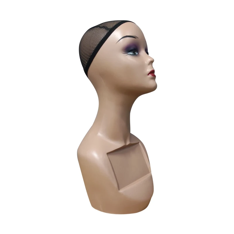 Оптовая продажа по индивидуальному заказу, недорогой новый парик, дисплей головы, реалистичный женский макияж, лицо, черный манекен, голова с плечами