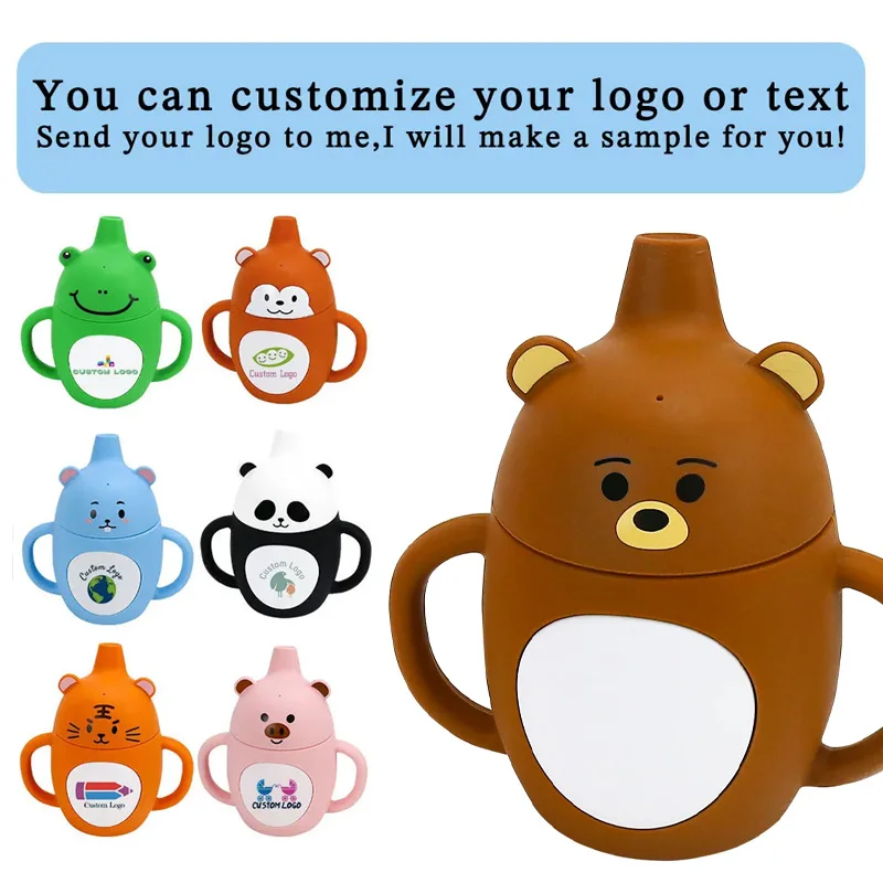 Food Grade Silicone Animal Shaped baby cup water Non Spill Kids Toddler Children Drinking Water Training Sippy Cup