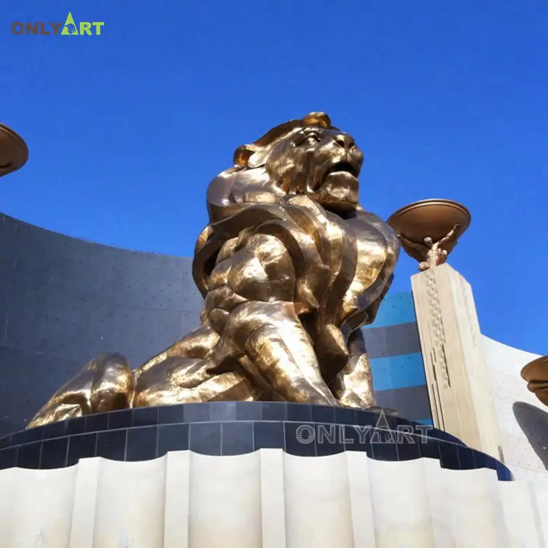 Casting Bronze Decoration Animal Sculpture Chinese Guardian Lion Brass Foo Fu Dog Statue For Front Door Gate Decor