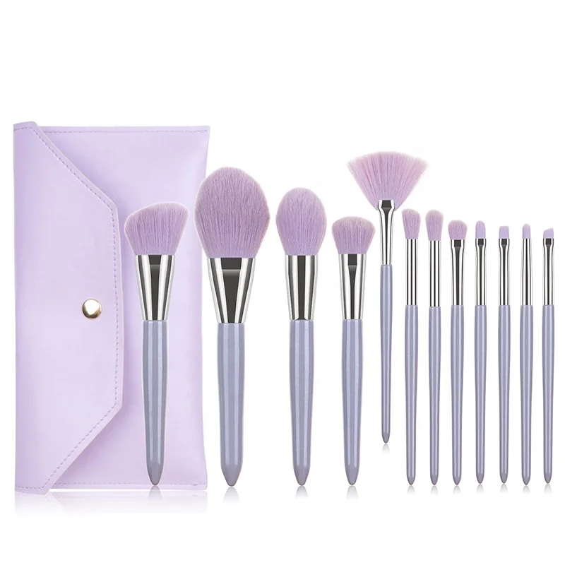 
10 Pcs Brush Sets Makeup Professional Wood Purse Handles Complete Synthetic Purple Makeup Brush Set Vegan  (1600304718706)