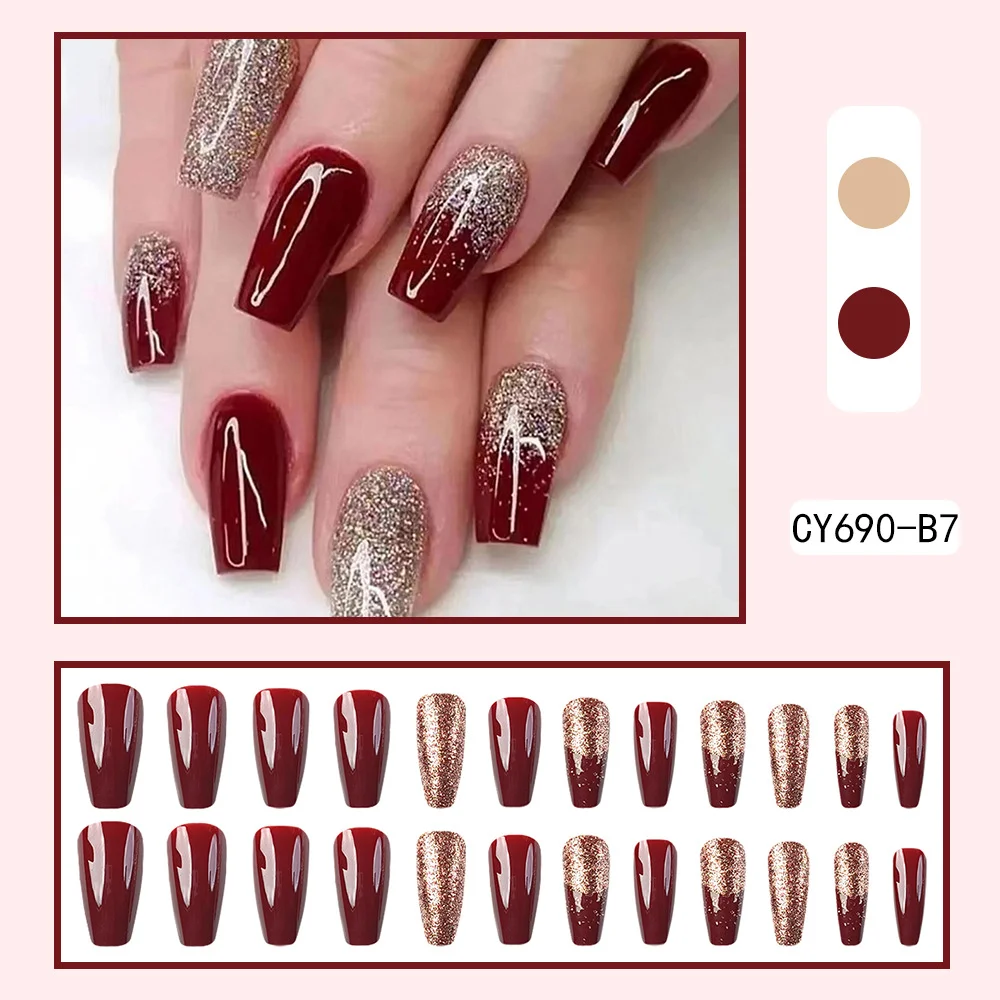 Private Label 24pcs Soft Gel Press On Fake Nails Short Almond Square False Nails Handmade French Gel Press On Nails