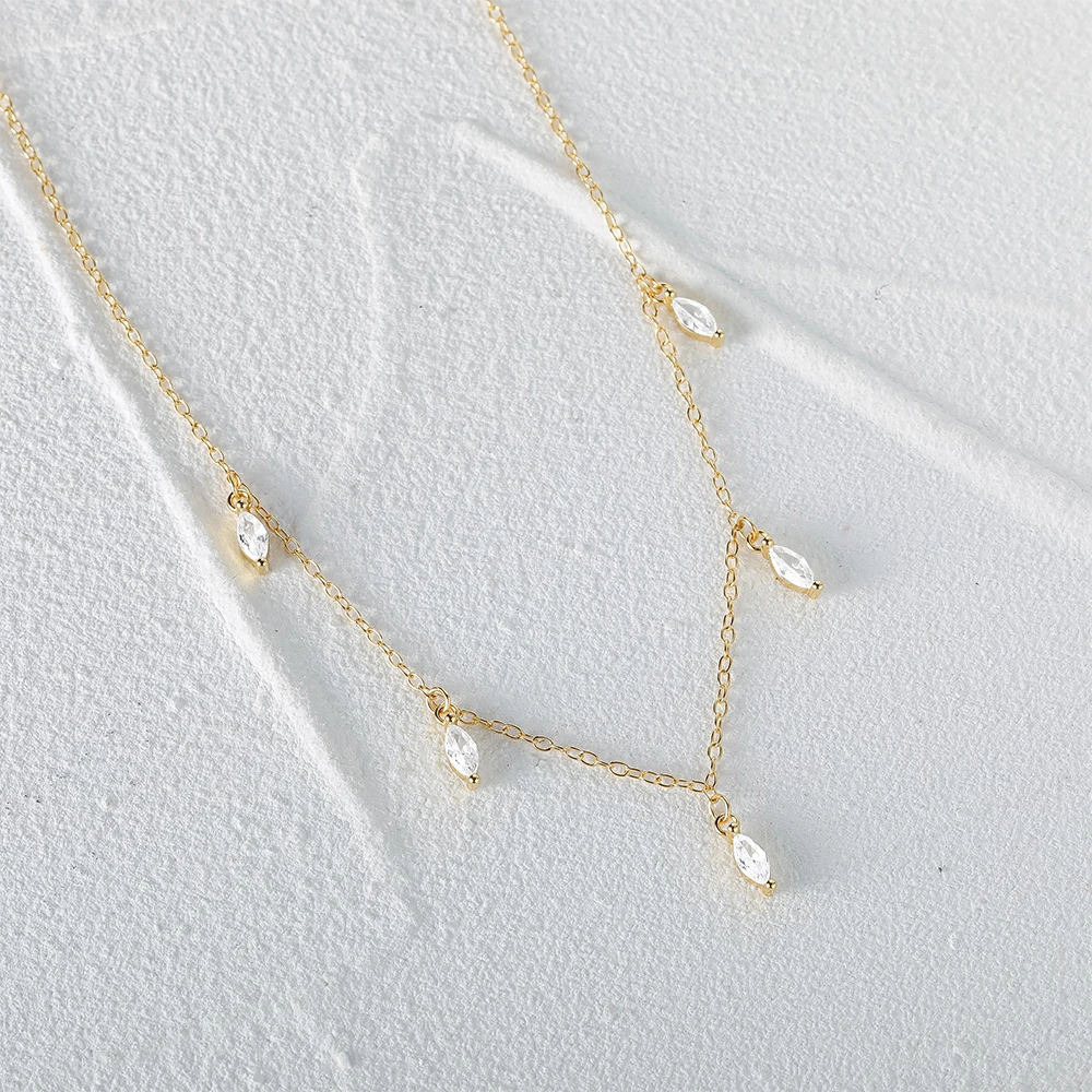 Dainty Zircon 925 Sterling Heart Women Day Pendent Pearl Crafted Cross Jewelry Mom Clover 18K Gold Plated Silver Necklace