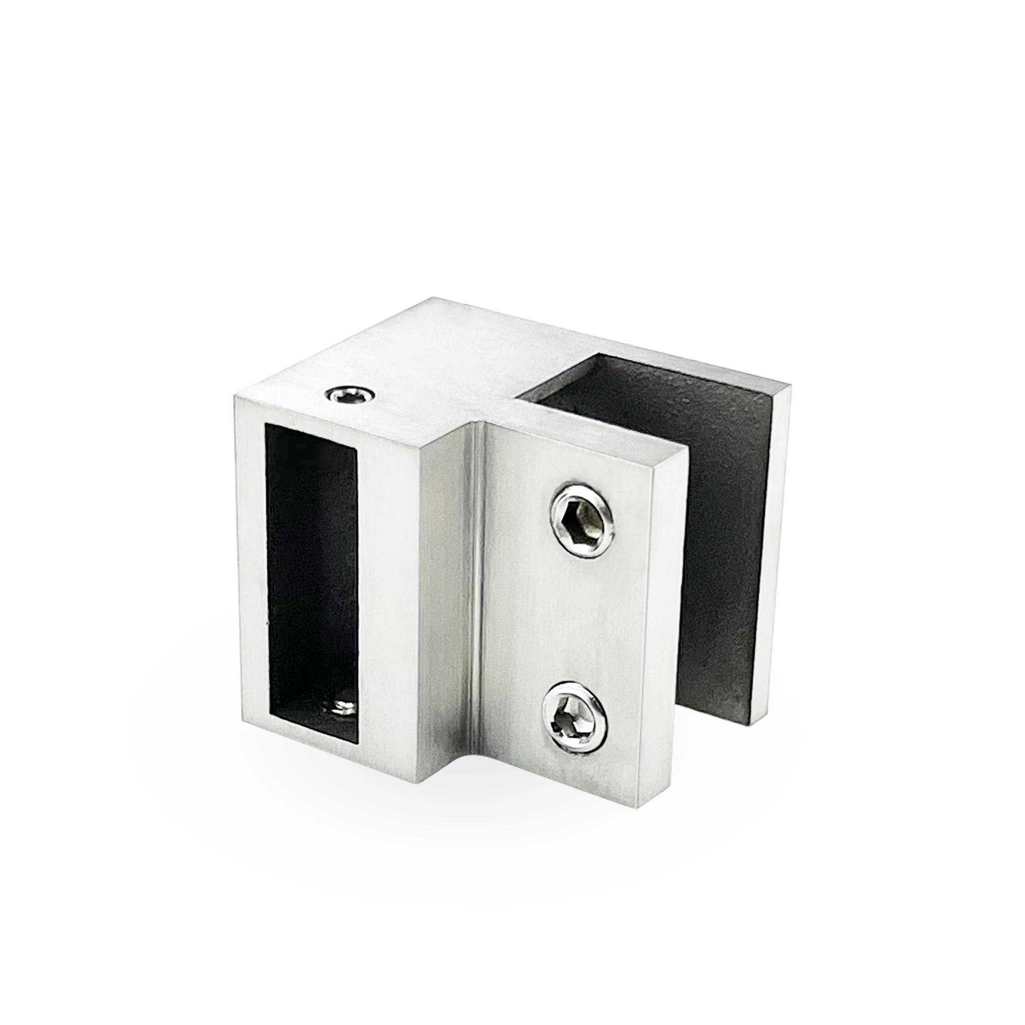 Shower Door Hardware Fitting Satin 90 Degree Glass Connector Glass To Square Tube Hanging Bathroom Glass Clamp Connector