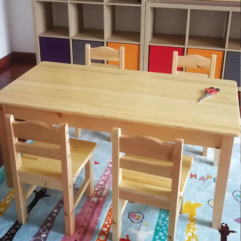 Rectangular Preschool Table and Chairs Multi- Functional Wooden Kindergarten Children Chairs and Tables