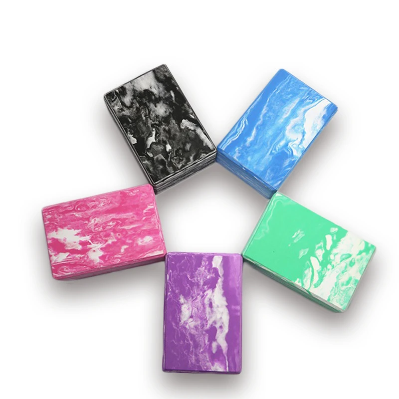 Best selling organic material yoga blocks with strap custom logo  fitness gym EVA foam marble yoga blocks