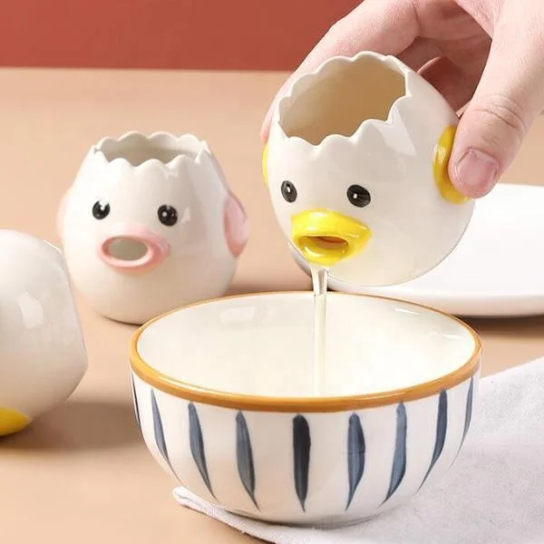 2024 Kitchen cartoon egg yolk white separator creative chicken ceramics ceramic egg separator dining cooking baking tool