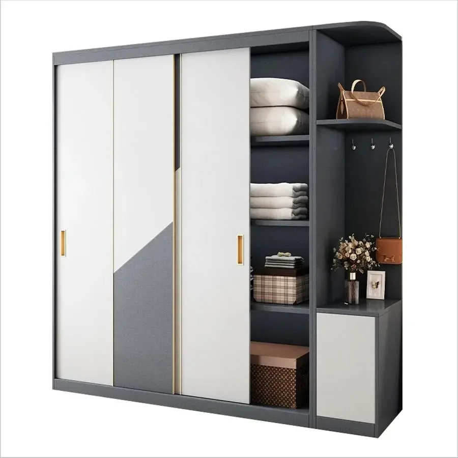 Wholesale customization storage cabinet bedroom sliding door MDF bedroom wardrobe furniture for small house wardrobe