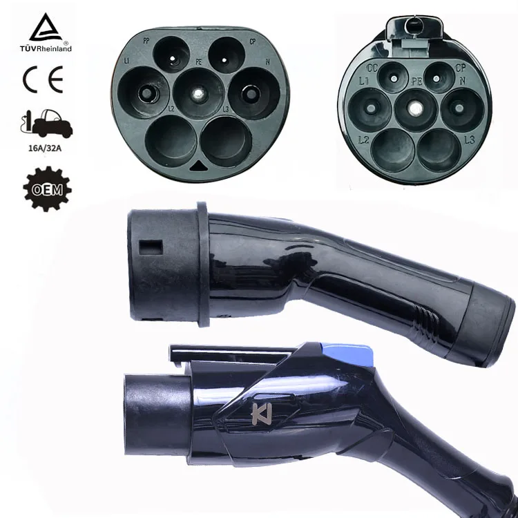 KangNi level3 vehicle ev fast charging cable Connector 7KW 32A single phase type2 to gbt IEC62196 AC Car Battery charger cable