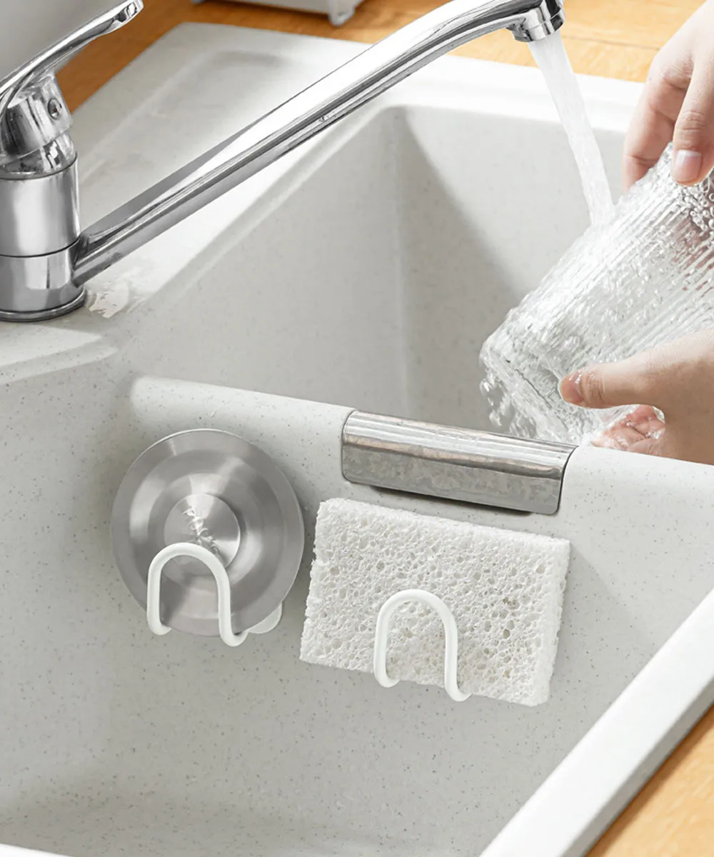 304 Stainless Steel Self Adhesive Hooks, Drainage, Hanging Multi Function Kitchen Shelf