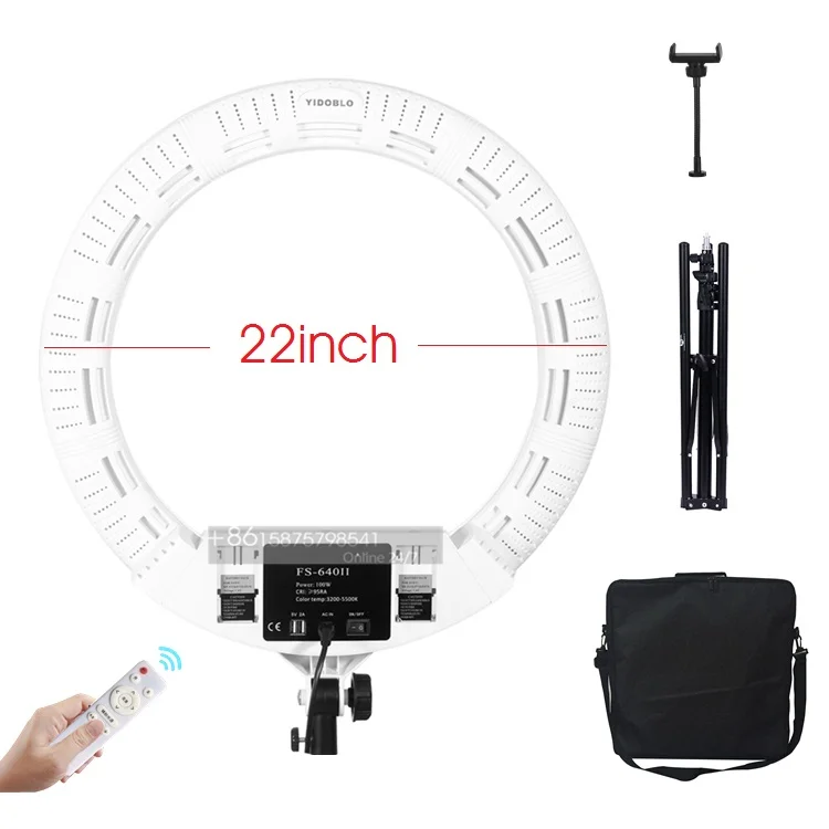 Yidoblo FS-640II 22' Photo Studio Video Shooting Camera Ring light with Tripod Stand BI Color LED Ring Lamp 100W