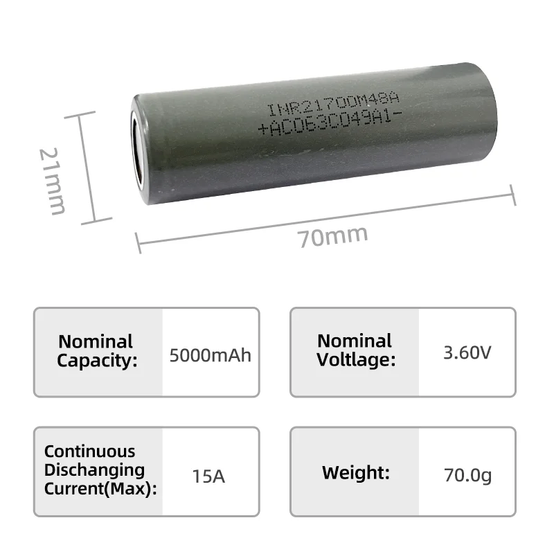 Manufacture,21700 3.7V 4800mAH Li-Ion Battery INR21700 Lithium Ion Battery Cell 3C,Rechargeable Batteries Cells