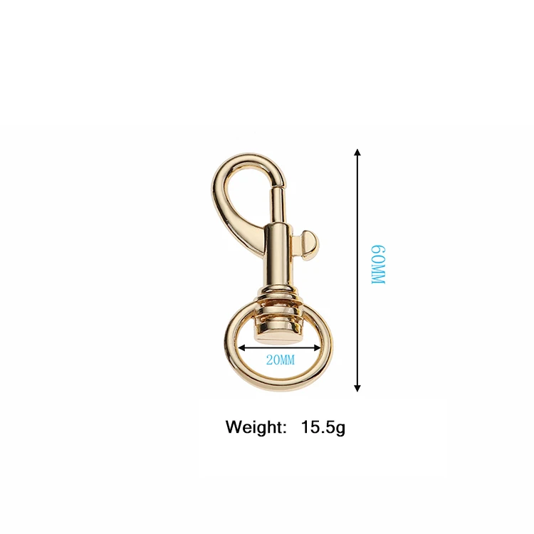 Factory Selling Handbag Hardware Rotating Swivel Carabiner Hook Multi Color Keychains Dog Leash Clips