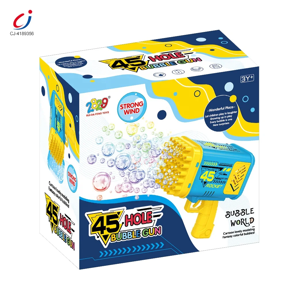 Chengji summer kids play game rocket launcher bubble machine 45 holes bazooka bubble gun outdoor toy