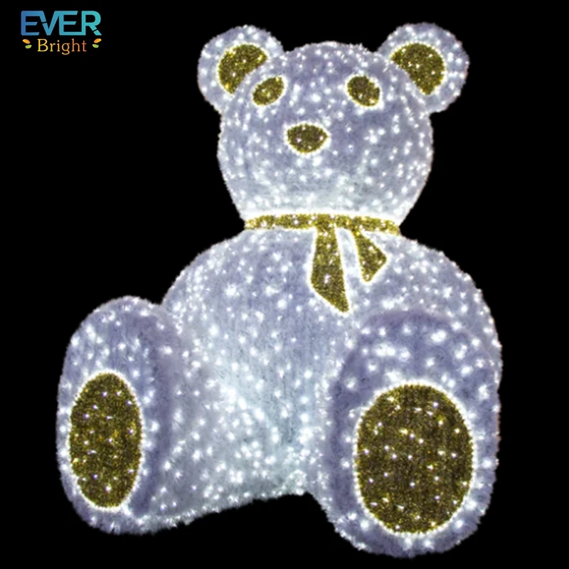 outdoor lighted polar bears christmas decorations 3D Giant motif Bear for shopping mall Holiday modeling light