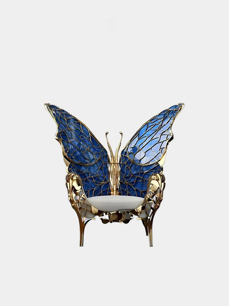 Italian light luxury designer pure copper butterfly chair villa living room creative art Queen throne single leisure chair