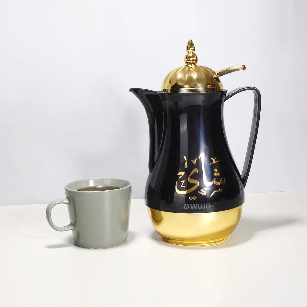 Новая Черная Золотая кнопка для прессования WUJO пластиковые вакуумные колбы и термосы на 1 литр со стеклянным вкладышем