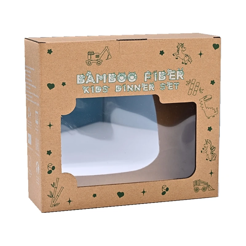 Wholesale Eco Friendly 2024 New Brown Kraft Paper Boxes with Window for Baby Set Food Packaging Box