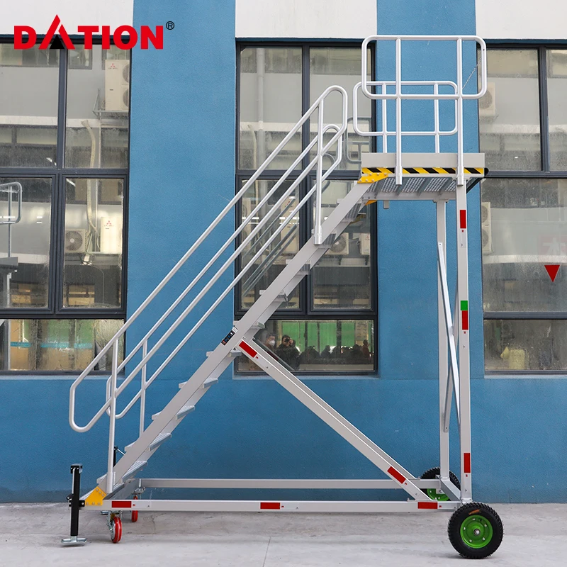 Professional Customized Adjustable Aluminum Work Platform Ladder Aluminum Industry Combined With Aisle Platform Rolling Ladder