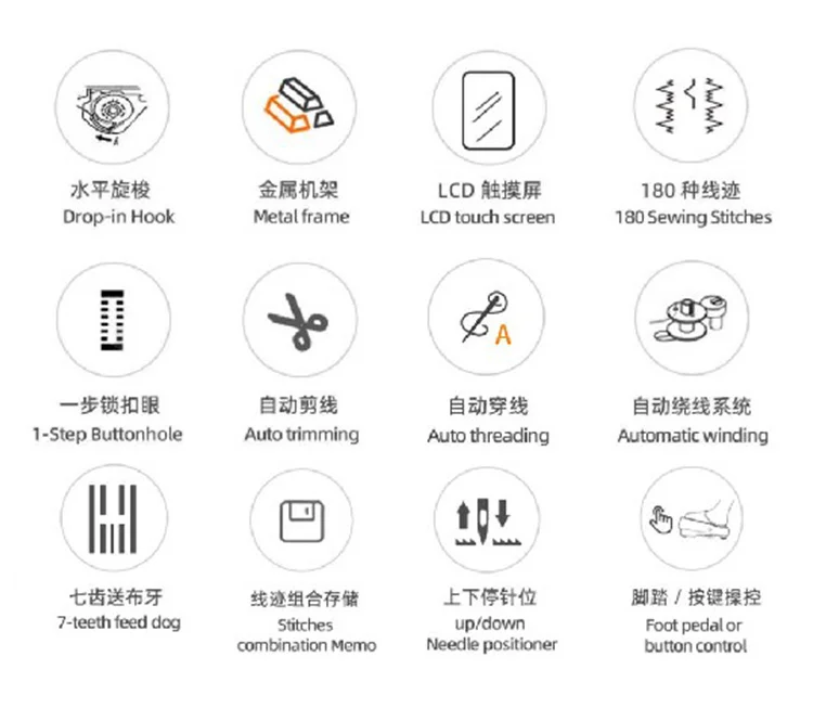 RS-700 multifunction portable domestic mini 180 stitches sewing machines household for clothing