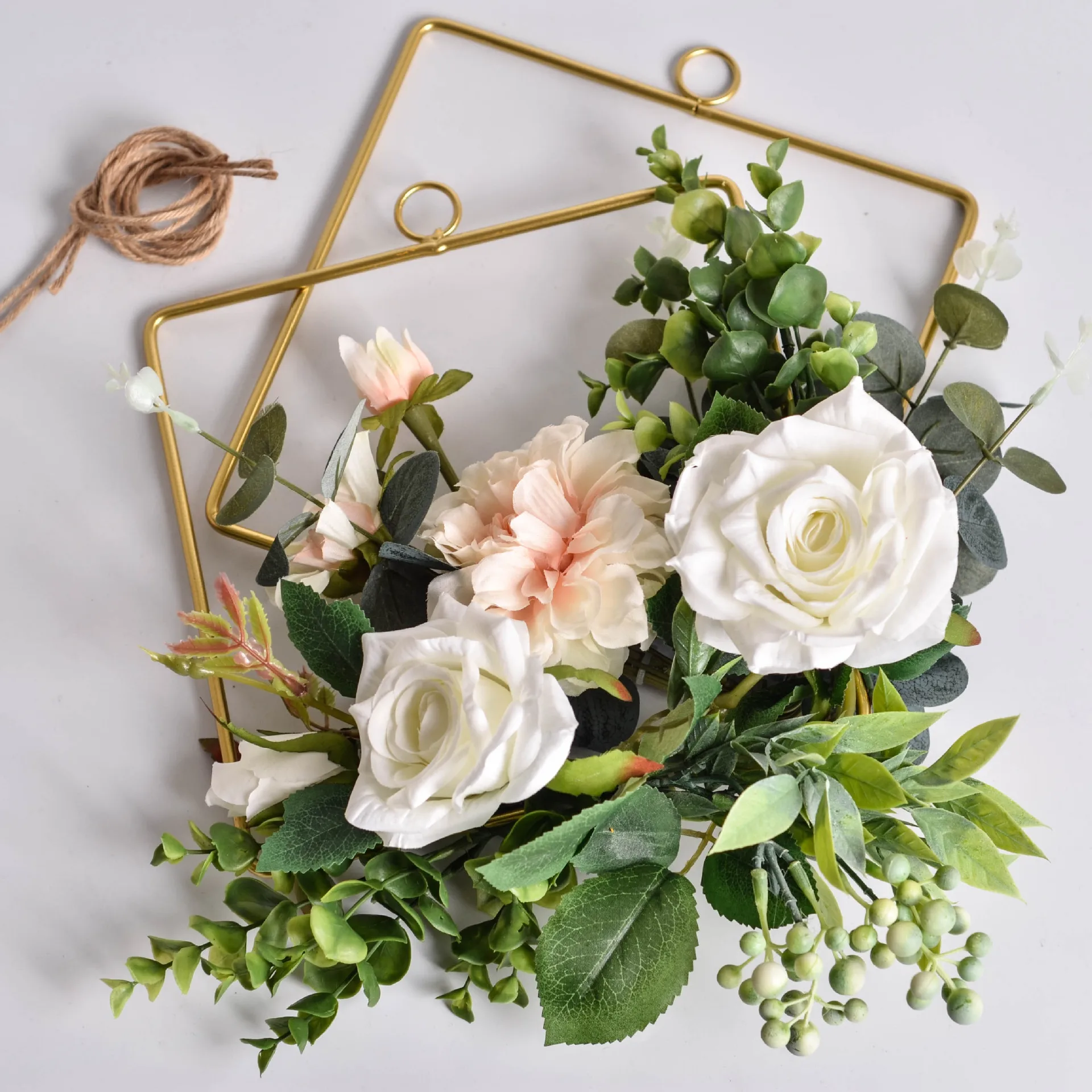 Nordic style creative ins iron geometric garland hemp rope wall hangings pendant