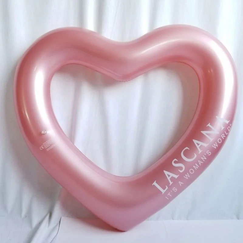 Customized logo printing metallochrome color heart shape swim tube for company event