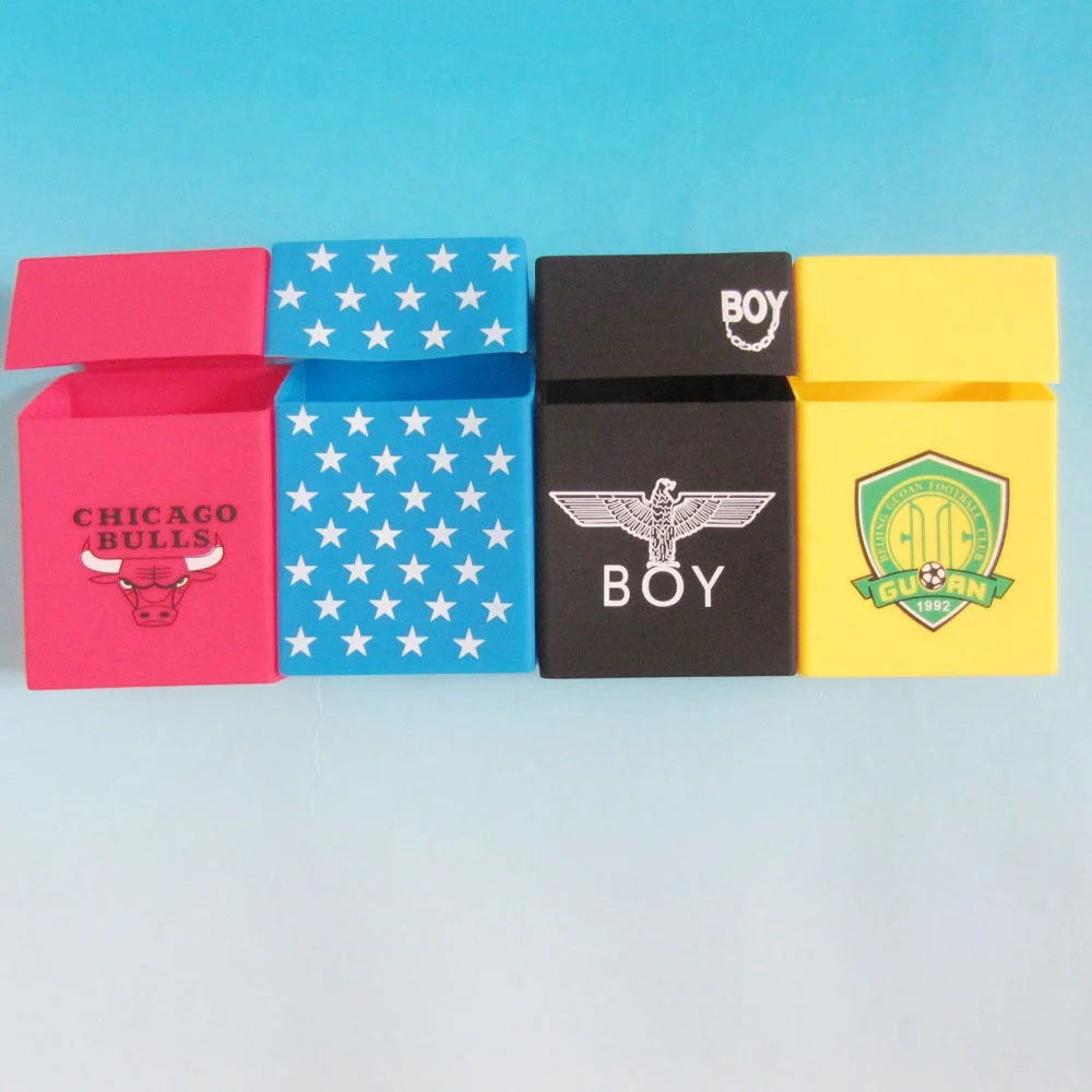 recycling eco-friendly customized logo printed protective cover holder silicone cigarette pack box