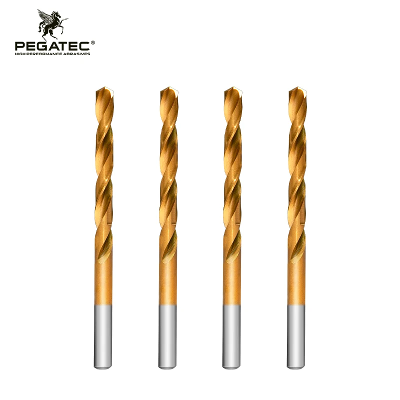PEGATEC Abrasive Tools High Speed Steel Titanium Twist Drill Bit Hex Shank for Wood Plastic Aluminum Alloy