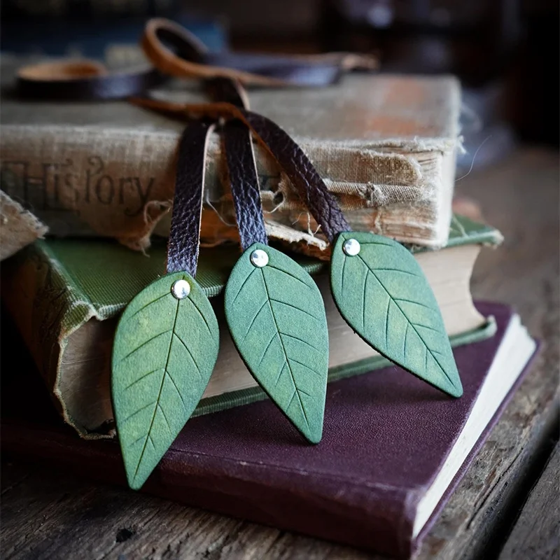 Personalized Promotional Gifts Real Leather Leaf Bookmark Handmade Book Accessories Blank Leather Bookmarks