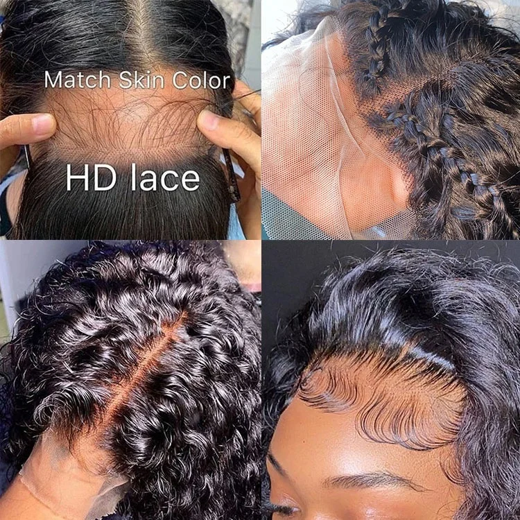 200% Density 30 Inch Pre Plucked Transparent HD Lace Front Wigs Deep Wave 13X4 Lace Front 100% Human Hair Wigs