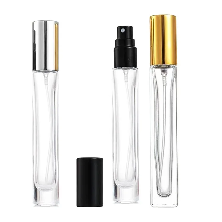 Factory Wholesale Cylindrical Rectangular  Packed Glass Bottle 10ml Spray Glass 10 ml Perfume Bottle Square Glass Bottles