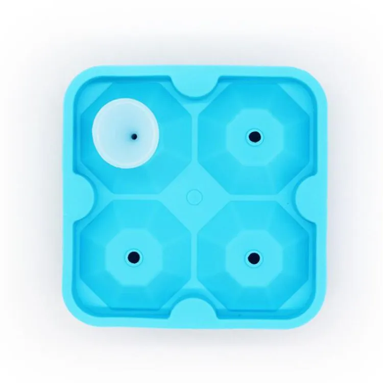 2023 Amazon Hot Cavity Large Sphere Diamond Silicone 3D Printing Ice Cube Tray Chocolate Mold with bucket