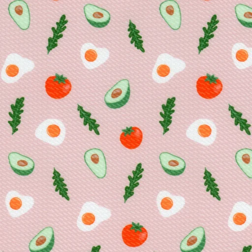 95%polyester 5%spandex stretch carrot and avocado pattern knit digital printing bullet bubble fabric for clothing