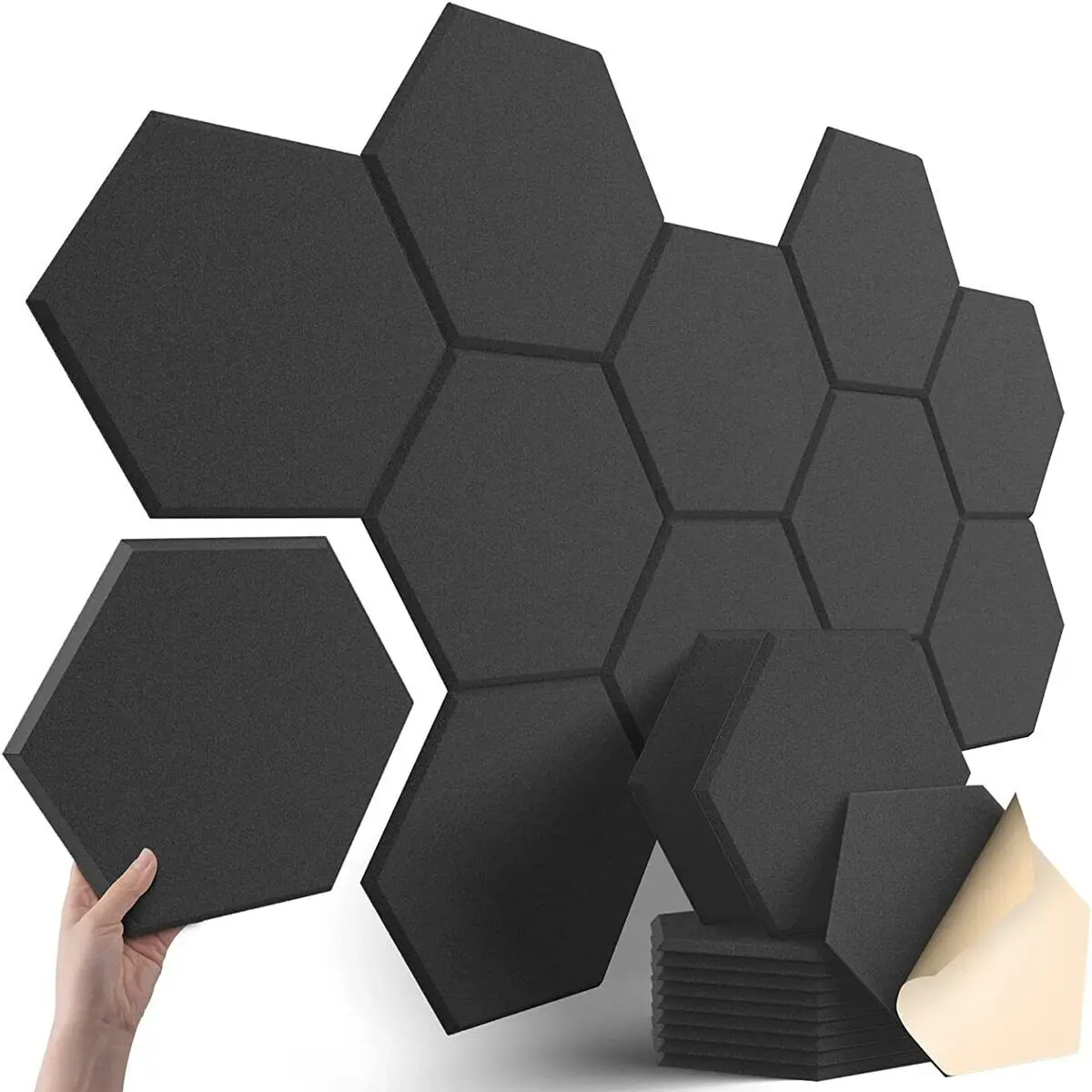 Hexagon 12 Pcs Sound Absorbing Panels Acoustic Wall  For Home Recording Studio Acoustic Insulator Door Sealing Strip