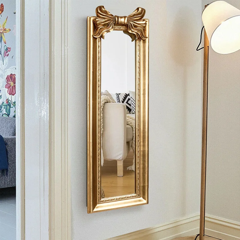 French retro court Baroque dressing standing floor mirror carved carving frame mirror bedroom decor