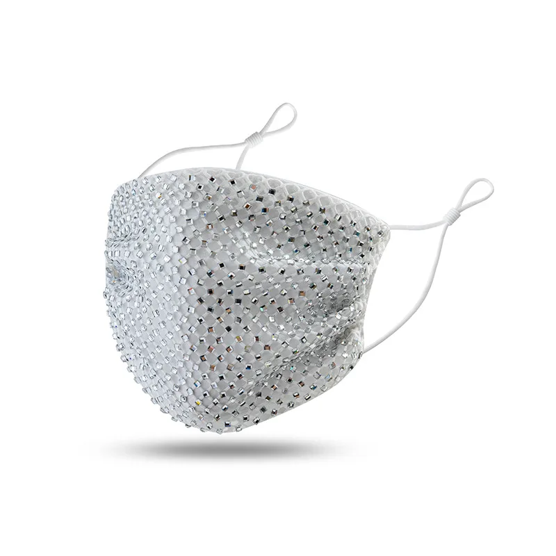 HEFT BOOOGE BlingBling металлический горный хрусталь Facemask хлопчатобумажная ткань яркий бриллиант белый хлопок Facemask