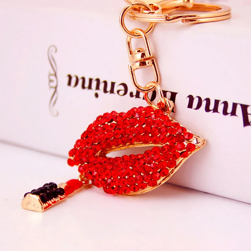 Wholesale Cute Crystal Sexy Lip Kiss Charms Pendants Keychain Bag Decoration Pendants