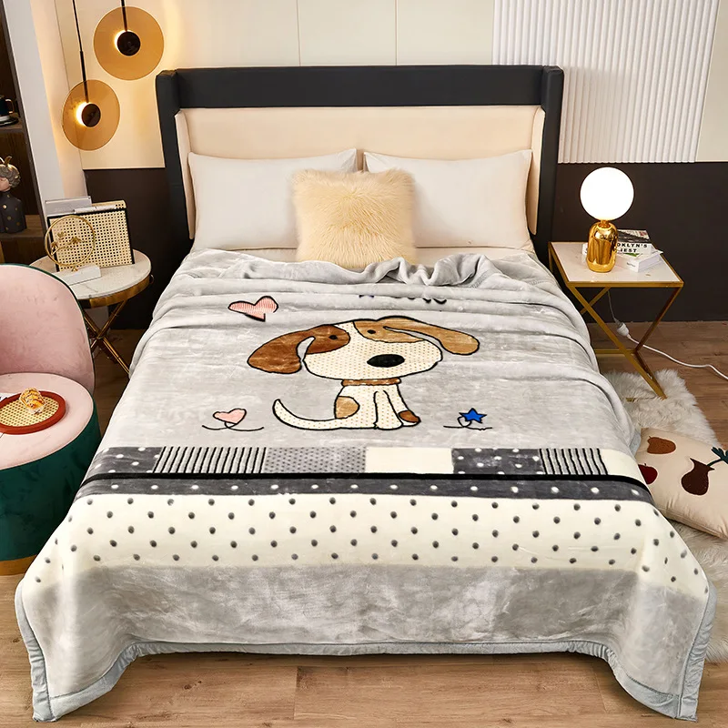 Heavy Plush Soft Blankets for Winter Mink Velvet 2 Ply Printed Raschel jacquard Bed Fleece Blanket floral