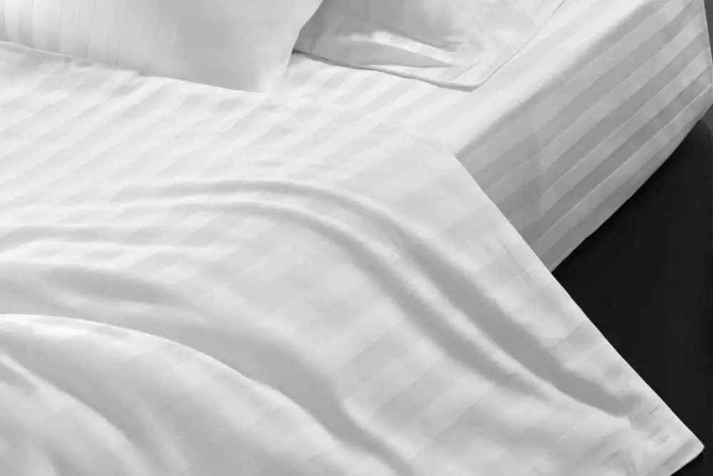 Hotel sheet cotton extra wide width fabric for bedding sateen stripe 0.5cm 1cm 3cm