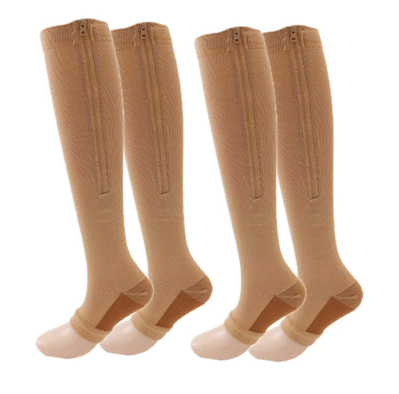 Pressure Sock Compressed Ladies Polyester Copper Zipper Compression Women Sport Nylon Stockings compression stockings 20 30mmhg