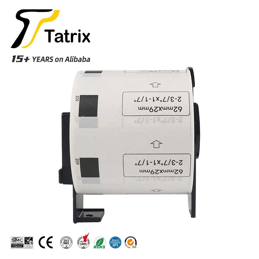Tatrix DK11209 62 мм черный на белом фоне самоклеющиеся термобумаги рулона этикеток DK-11209 для Brother QL-1050