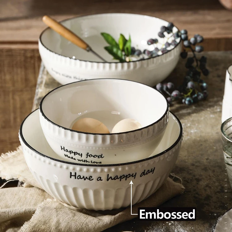 Wholesale european modern elegant customized logo embossed kitchen bowl dishes white ceramic dinnerware sets luxury dinner set