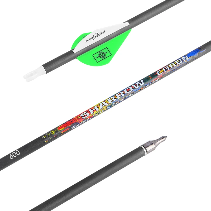 Archery 100 Grain Steel Point Arrow 32 inch ID 6.2mm rubber feather Archery hunting Pure Carbon target Arrow