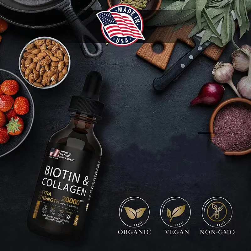 Biotin and Collagen Drops for Hair Growth Healthy Hair Skin and Nails Liquid Biotin and Collagen Supplement  Better Absorption