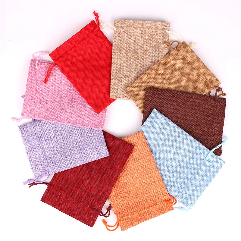 wholesale Small jute bags Pouch Linen Jute Drawstring Gift Bag jute sacking bag
