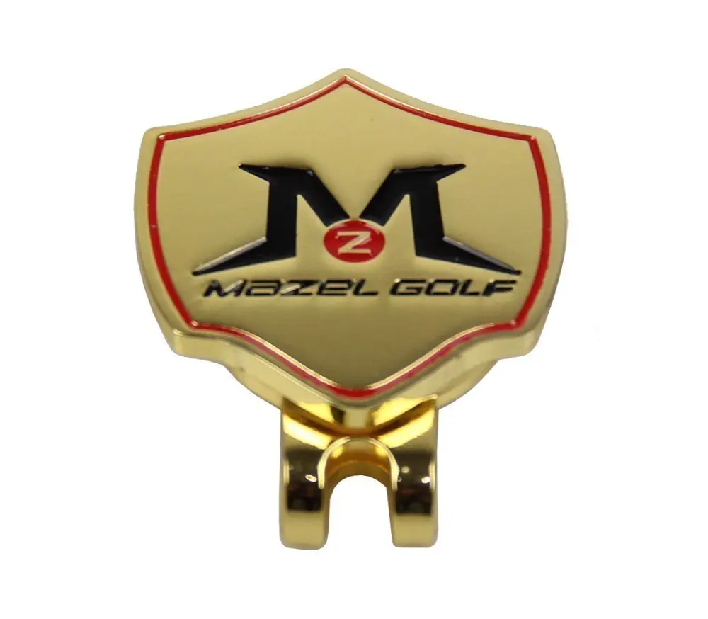 MAZEL Golf 2022 Hat Clip , Gold Magnetic Golf Hat Clip with Embossed Metal Golf Ball Marker