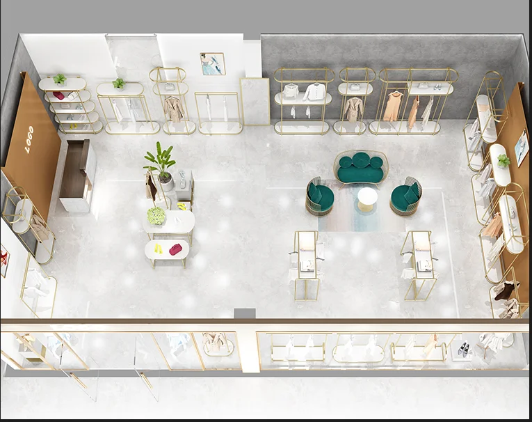 Boutique Clothing Store Display stand Decoration Metal Rack for Clothes Shop