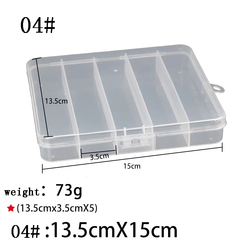 Customizable Fishing Tackle Box 6 Compartments Bait Lure Hook Storage Accessories Plastic Case Transparent